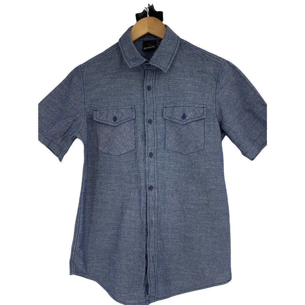 Mens Burnside Button Shirt Short Sleeve Chenile Southwest Logo Medium 0997